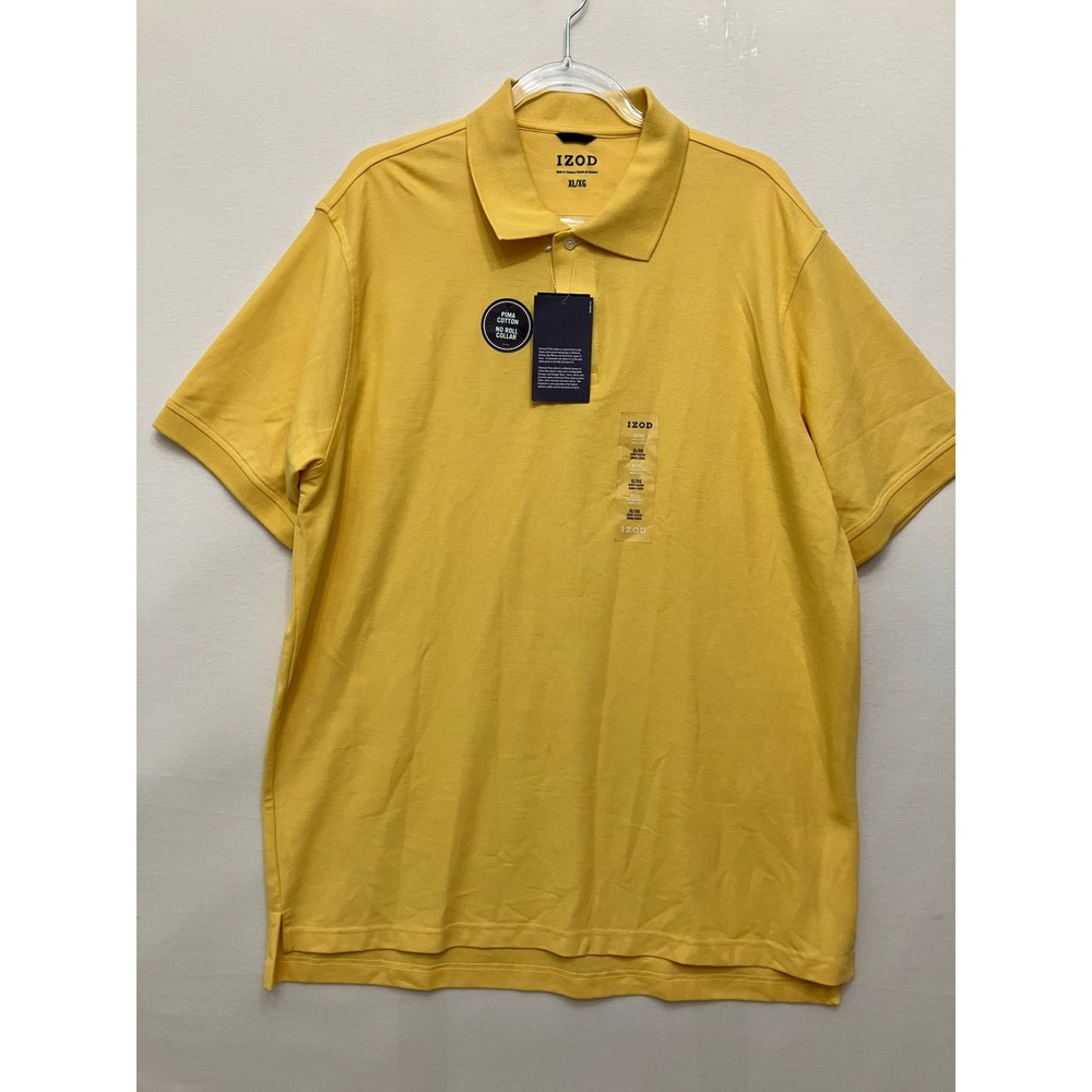 New IZOD Mens Polo Shirt XL Yellow Pima Cotton Short Sleeve Pique Golf Active
